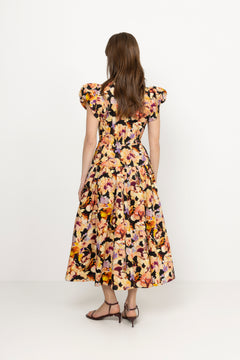 Marin Cotton Midi Dress - Night Bloom