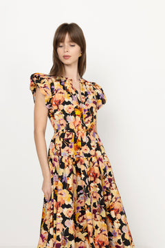 Marin Cotton Midi Dress - Night Bloom