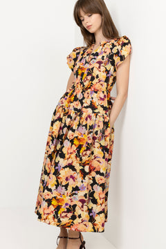 Marin Cotton Midi Dress - Night Bloom