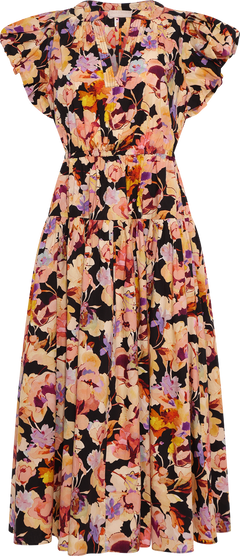 Marin Cotton Midi Dress - Night Bloom