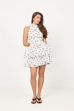 Idun Polka Dot Dress - White/Black
