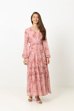 Hedvig Chiffon Maxi Dress - Pink Floral
