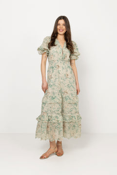 Nanni Fleur Maxi Dress - Green Flower