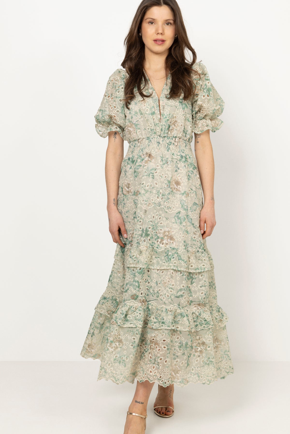 Nanni Fleur Maxi Dress - Green Flower