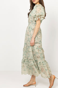 Nanni Fleur Maxi Dress - Green Flower