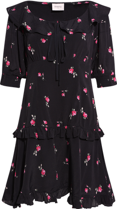 Ilse Flower Mini Dress - Black Pink