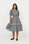 Gertrude Gingham Klänning - Svart/Vit