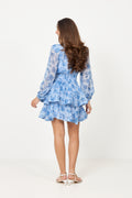 Jade Wave Chiffon Dot Klänning - Blå