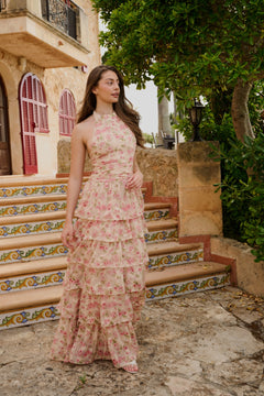 Ingalu Dreamy Floral Dress - Rose/Beige