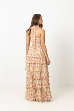 Ingalu Dreamy Floral Dress - Rose/Beige
