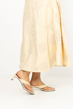 Kitten Heel Leather Mule - Italian Straw