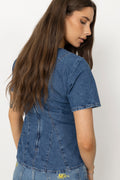 Turig Alena SS Topp - Mid Blue Wash
