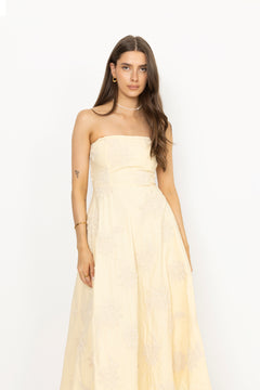 Flower Strapless Dress - Italian Straw
