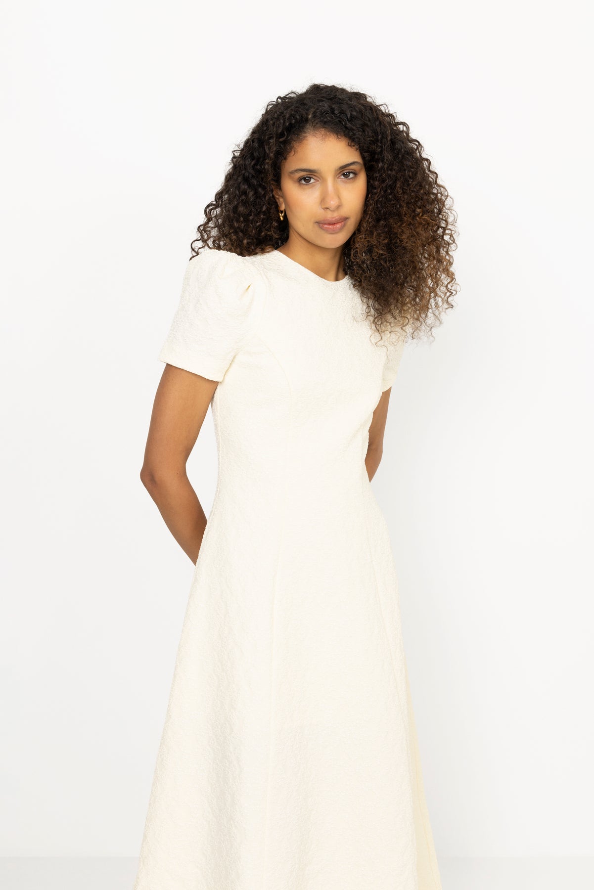 Jacquard Flared Dress - Winter White