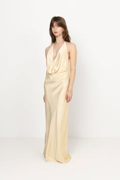 Chiffon Halter Dress - Italian Straw