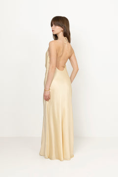 Chiffon Halter Dress - Italian Straw