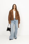 Suede Bomber Jacket - Bison