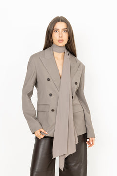 Oversized Scarf Blazer - Driftwood