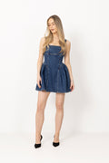 Denim Mini Dress - Blå