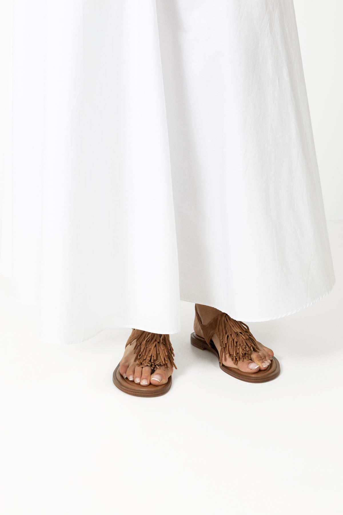 Indra Fringed Suede Sandal - Brun