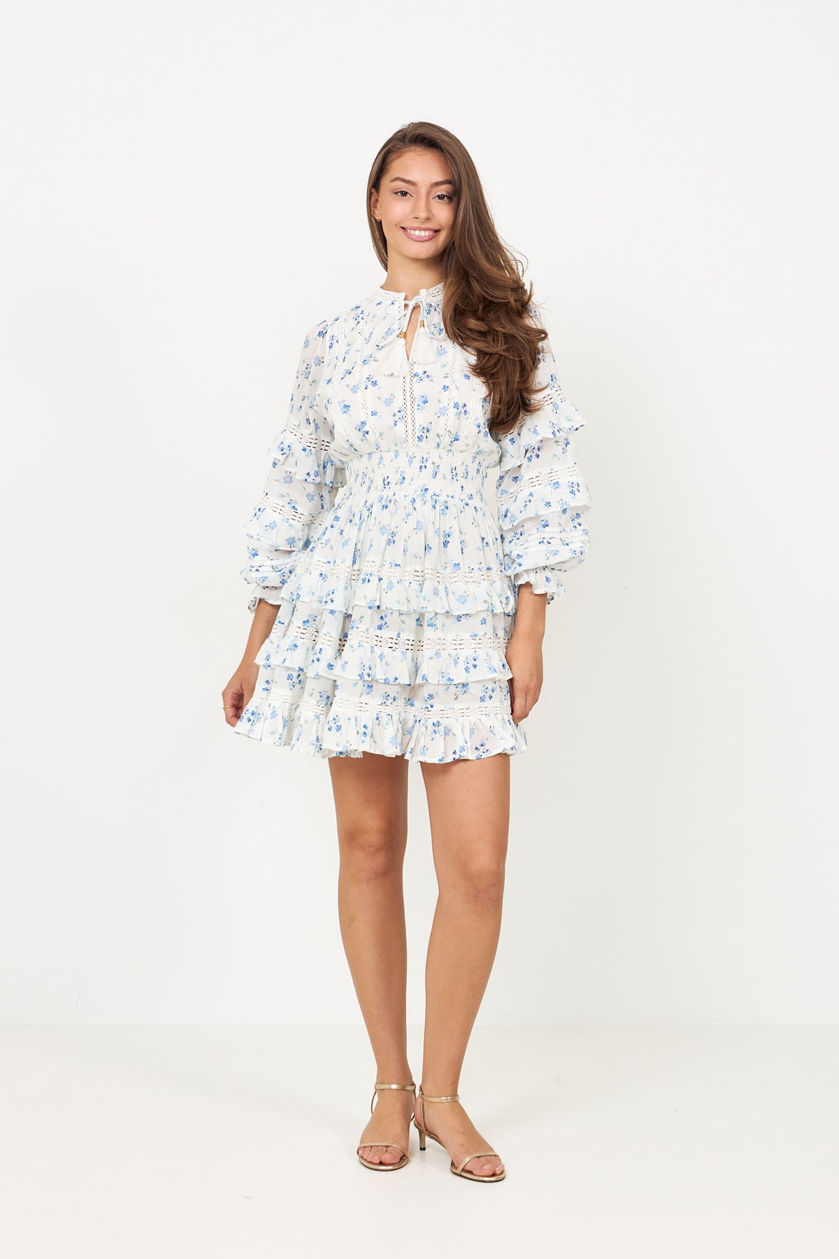 Sol Cotton Flower Dress - Blue Flower