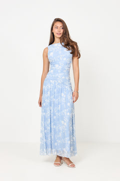Mette Mesh Maxi Dress - Light Blue