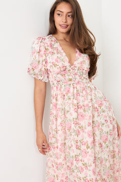 Nordalill Flower Maxi Dress - Pink Floral