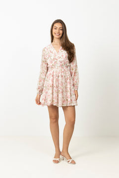 Hedvig Chiffon Mini Dress - Pink Floral