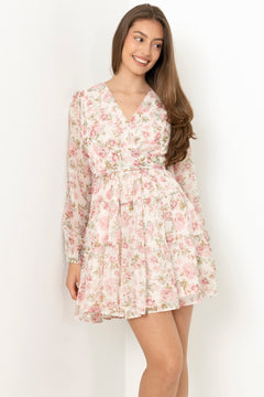 Hedvig Chiffon Mini Dress - Pink Floral
