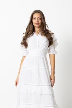 Vera Voile Dress - White