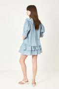 Cotton Frill Blouse - Ljusblå