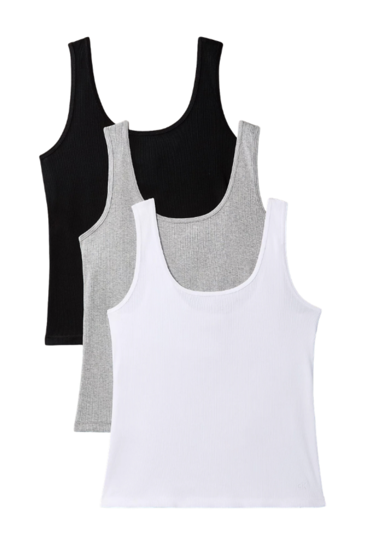Calvin Klein Scoop Neck Cotton Tank 3-pack - Black/Brilliant White/B10 Grey Heat