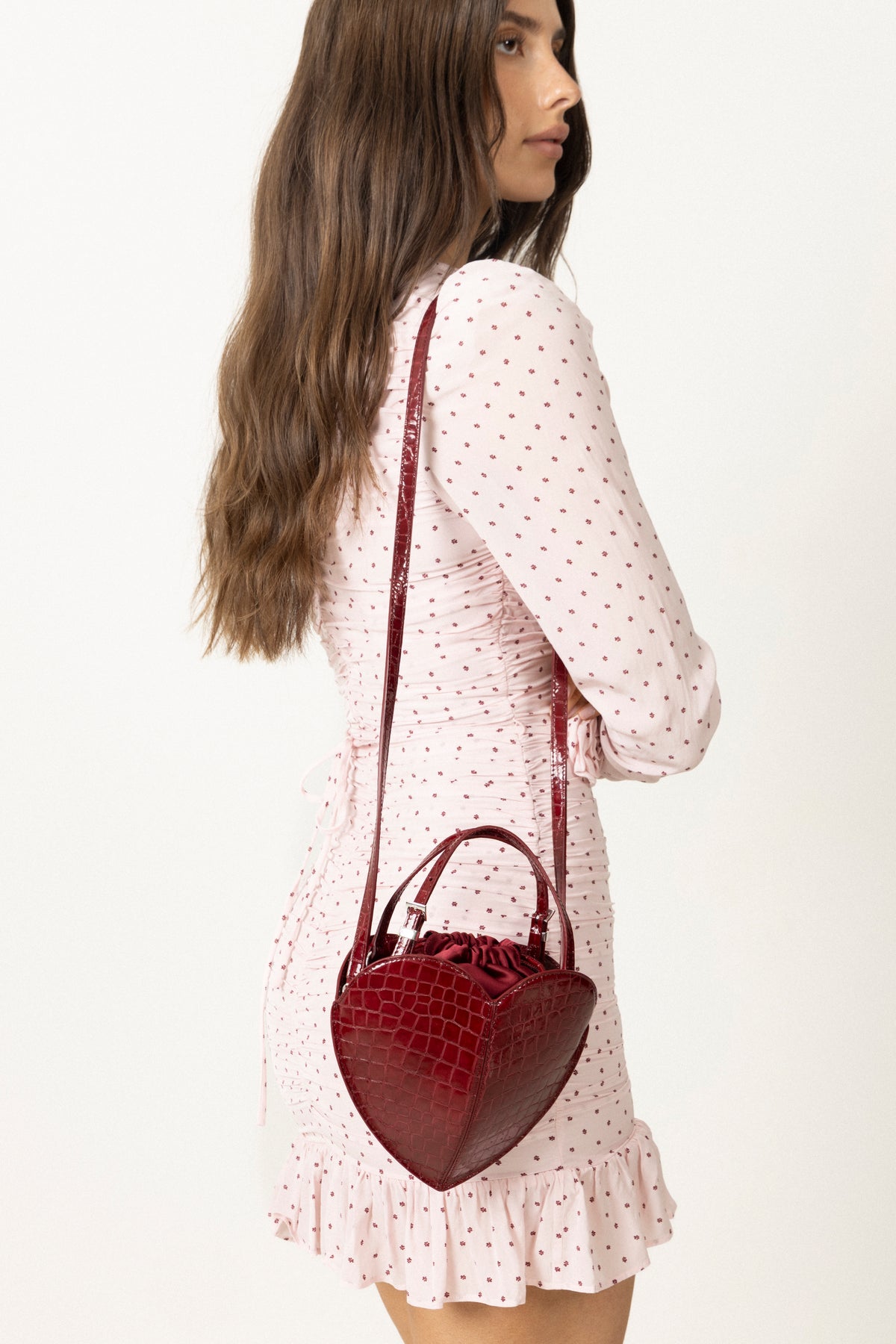 Patent Croco Heart Bag - Windsor Wine