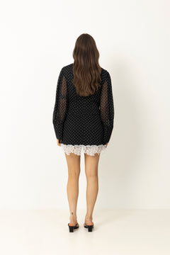 Minidress Ls Lace Detail - Black Comb.