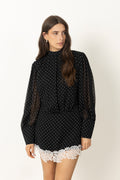Minidress Ls Lace Detail - Svart