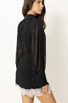 Minidress Ls Lace Detail - Black Comb.