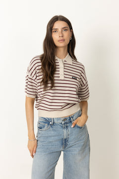 Slinky Knit Polo - Oatmeal Comb.