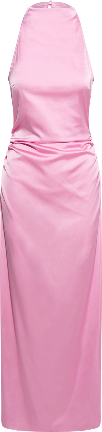 Halterneck Ruched Maxi - Begonia Pink