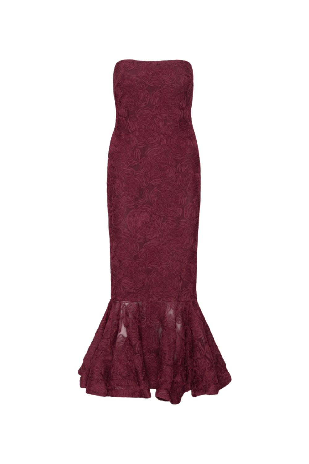 Flower Mesh Flounce Dress - Decadent Chocolate