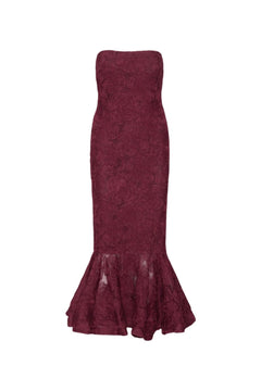Flower Mesh Flounce Dress - Decadent Chocolate