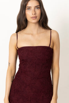 Flower Mesh Flounce Dress - Decadent Chocolate