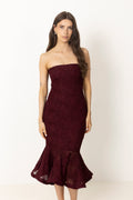 Flower Mesh Flounce Dress - Decadent Chocolate