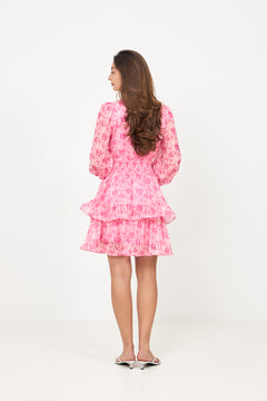 Jade Wave Watercolor Dress - Pink