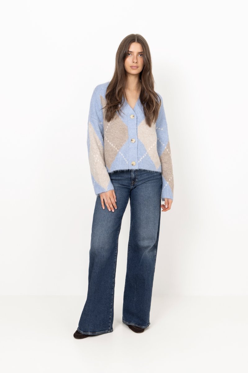 N-Laiana Stickad Kofta - Sky Blue Mix