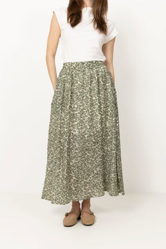 Seraphina HW Long Skirt AOP - Egret Flower