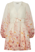 Runa Button Floral Mini Dress - Ljusrosa blommig