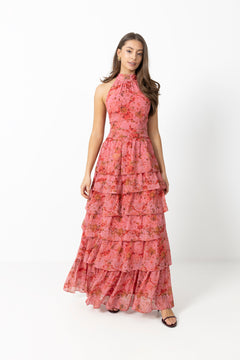 Ingalu Chiffon Maxi Dress - Pink
