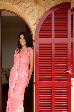 Adelia Chiffon Maxi Dress - Pink