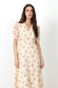 Vira Floral Dress - Creme