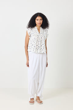 Jayla Small Blossom Top - White Blue